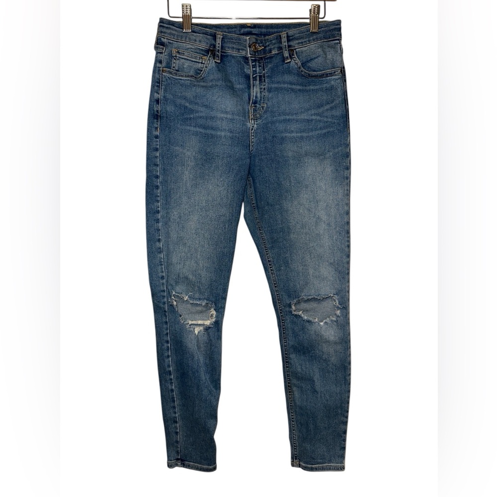 Topshop MOTO Blue‎ Distressed Skinny Jeans size 30